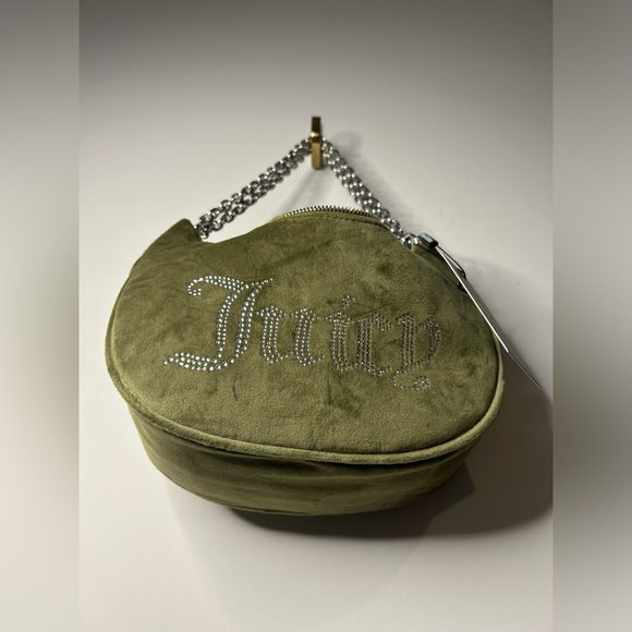 🇬🇧 UK Juicy Couture Moss Green Velour Hobo Bag - Picture 9 of 11